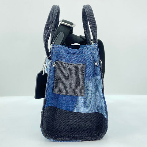 COACH Denim Patchwork 2-Way Handbag Navy WS30834