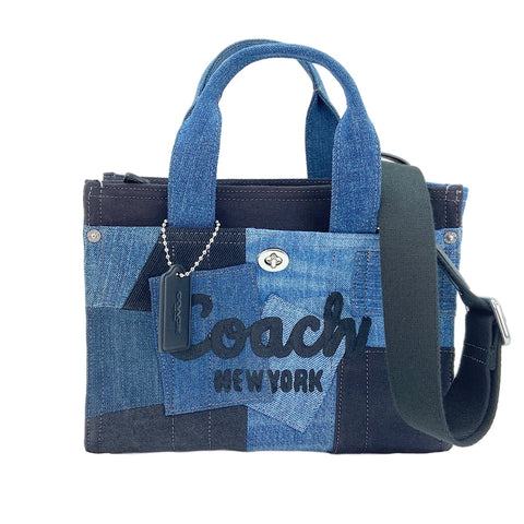 COACH Denim Patchwork 2-Way Tote Bag Navy WS30835
