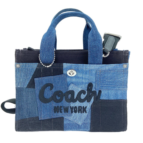 COACH Denim Patchwork 2-Way Tote Bag Navy WS30835