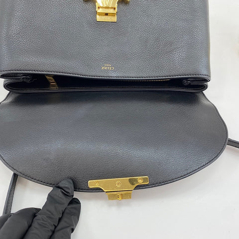 CELINE Triomphe 2WAY Sac à main avec poignée supérieure noir WS30847