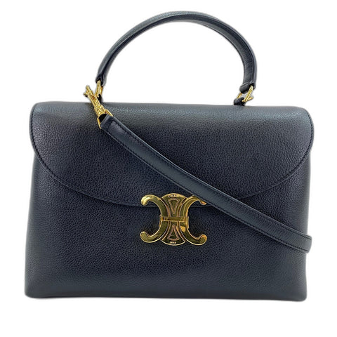 CELINE Triomphe 2WAY Sac à main avec poignée supérieure noir WS30847