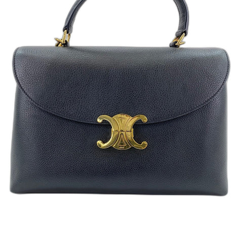 CELINE Triomphe 2WAY Sac à main avec poignée supérieure noir WS30847