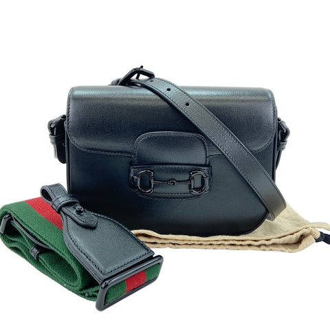 GUCCI Horsebit 1955 2WAY Shoulder Bag black WS30858