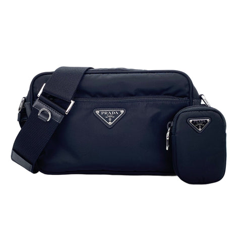 PRADA Triangular plate Shoulder Bag black WS30861