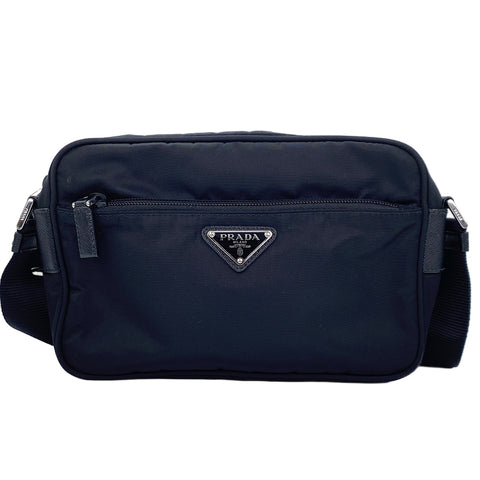 PRADA Triangular plate Shoulder Bag black WS30861