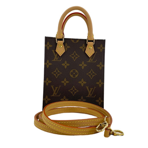 LOUIS VUITTON Petite Sac Plat Handbag Brown WS30865