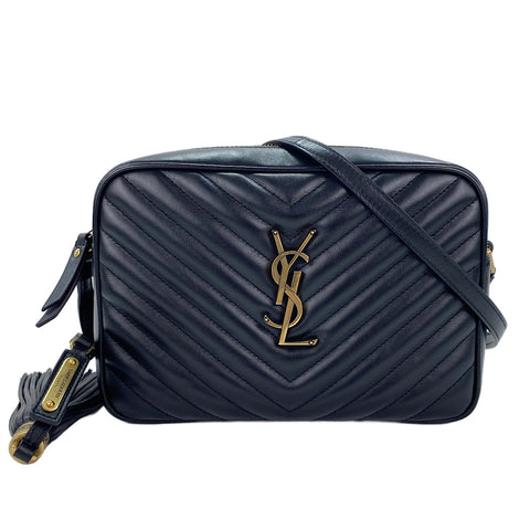 YVES SAINT LAURENT Lou Camera Bag Fringe Shoulder Bag black WS30876