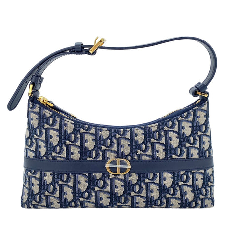 Christian Dior Hobo Trotter Shoulder Bag Navy WS30877