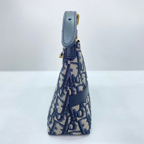 Christian Dior Hobo Trotter Shoulder Bag Navy WS30877