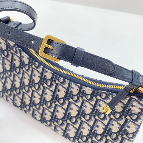 Christian Dior Hobo Trotter Shoulder Bag Navy WS30890