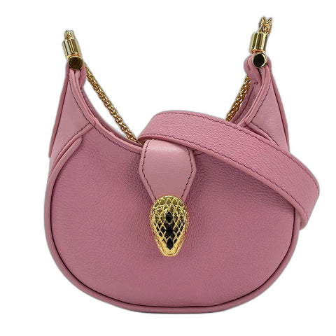 BVLGARI Senpenti Ellipse Micro Snakehead Shoulder Bag leather pink WS30903