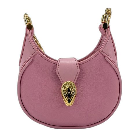 BVLGARI Senpenti Ellipse Micro Snakehead Shoulder Bag leather pink WS30903