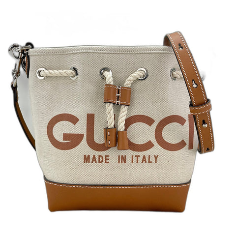GUCCI Lido Collection Logo Print Shoulder Bag canvas beige WS30907