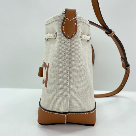 GUCCI Lido Collection Logo Print Shoulder Bag canvas beige WS30907