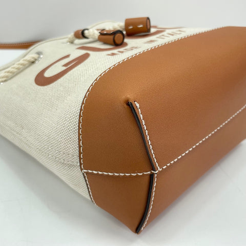 GUCCI Lido Collection Logo Print Shoulder Bag canvas beige WS30907