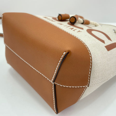 GUCCI Lido Collection Logo Print Shoulder Bag canvas beige WS30907