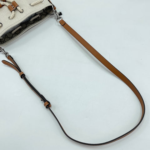 GUCCI Lido Collection Logo Print Shoulder Bag canvas beige WS30907