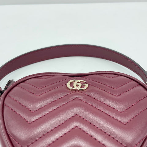 GUCCI GG Marmont Hart Handbag leather wine-red WS30908