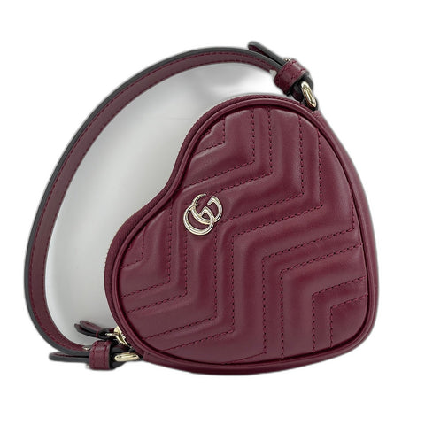 GUCCI GG Marmont Hart Handbag leather wine-red WS30908