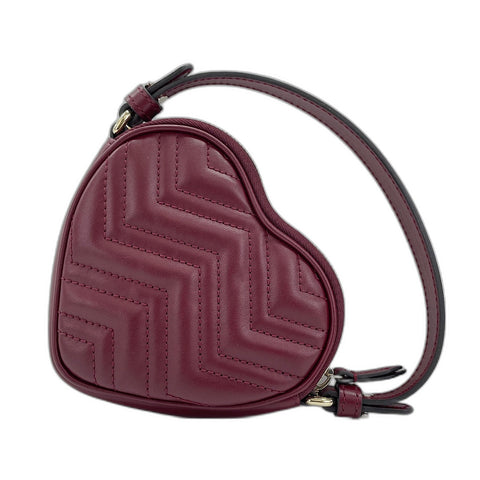 GUCCI GG Marmont Hart Handbag leather wine-red WS30908