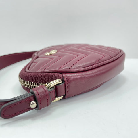 GUCCI GG Marmont Hart Handbag leather wine-red WS30908