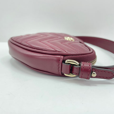 GUCCI GG Marmont Hart Handbag leather wine-red WS30908