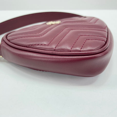GUCCI GG Marmont Hart Handbag leather wine-red WS30908