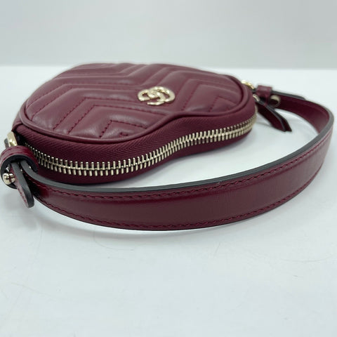GUCCI GG Marmont Hart Handbag leather wine-red WS30908