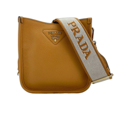 PRADA Vitero Dyno Soft Shoulder Bag leather Brown WS30913
