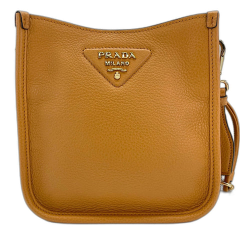PRADA Vitero Dyno Soft Shoulder Bag leather Brown WS30913