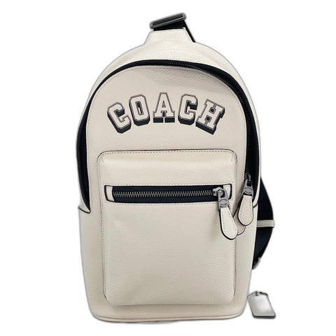 COACH West Pack Varsity motif body bag leather white WS30921