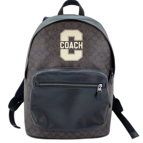 COACH West Backpack Signature Canvas with Varsity Graphic Signature Backpack  Daypack black WS30922