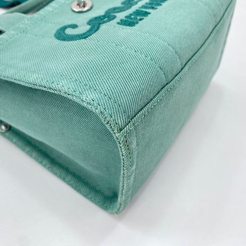 COACH Cargo tote bag, 2-way, embroidered, distressed finish. Tote Bag denim green WS30924