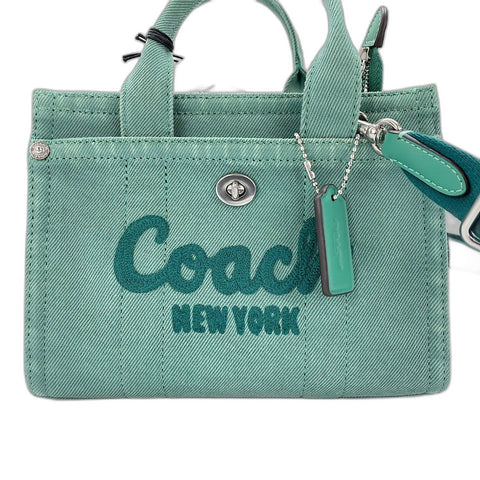 COACH Cargo tote bag, 2-way, embroidered, distressed finish. Tote Bag denim green WS30924