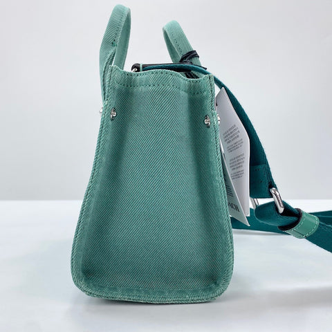 COACH Cargo tote bag, 2-way, embroidered, distressed finish. Tote Bag denim green WS30924