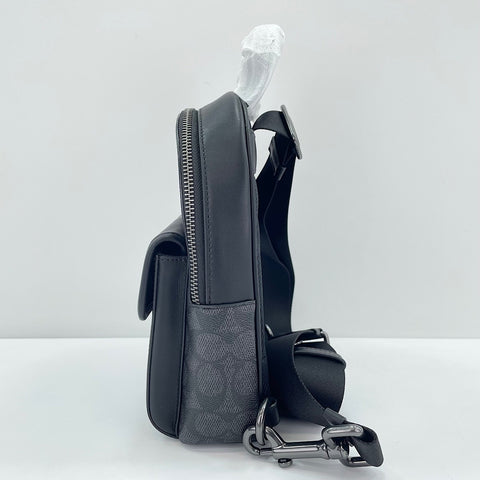 COACH Small Turnlock Sling Pack Signature Canvas Signature body bag black WS30928