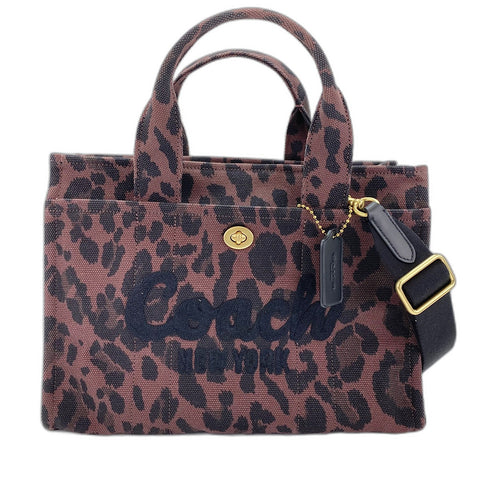 COACH Cargo tote bag, leopard print, 2-way, embroidered Tote Bag canvas Brown WS30930
