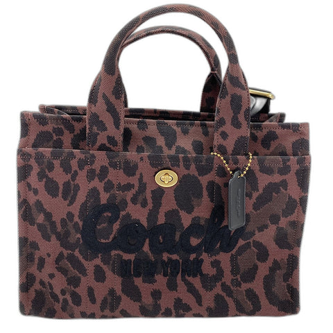 COACH Cargo tote bag, leopard print, 2-way, embroidered Tote Bag canvas Brown WS30930