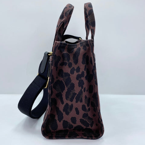 COACH Cargo tote bag, leopard print, 2-way, embroidered Tote Bag canvas Brown WS30930
