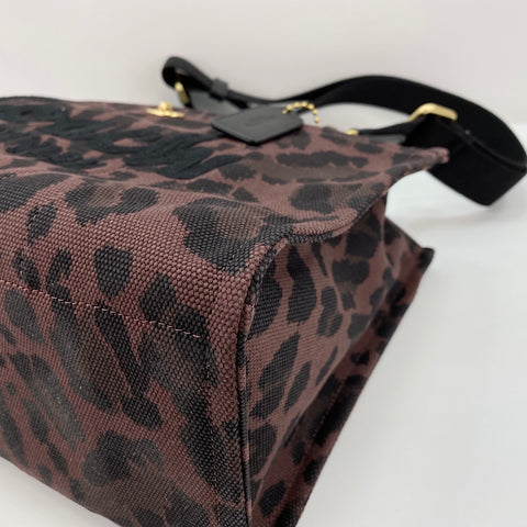 COACH Cargo tote bag, leopard print, 2-way, embroidered Tote Bag canvas Brown WS30930