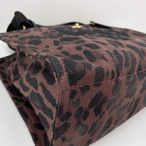 COACH Cargo tote bag, leopard print, 2-way, embroidered Tote Bag canvas Brown WS30930