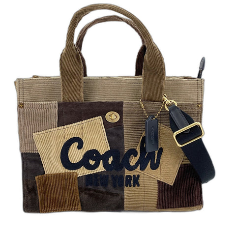 COACH Cargo Tote Bag - Patchwork Tote Bag Corduroy Brown WS30931