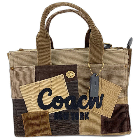 COACH Cargo Tote Bag - Patchwork Tote Bag Corduroy Brown WS30931