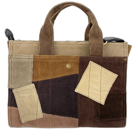 COACH Cargo Tote Bag - Patchwork Tote Bag Corduroy Brown WS30931