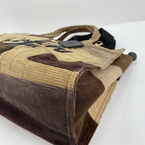 COACH Cargo Tote Bag - Patchwork Tote Bag Corduroy Brown WS30931
