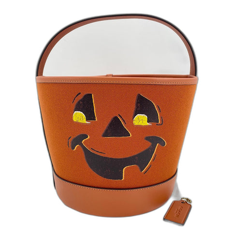 COACH Trick or Treat Bucket Bag - Halloween Pumpkin Handbag Orange WS30936