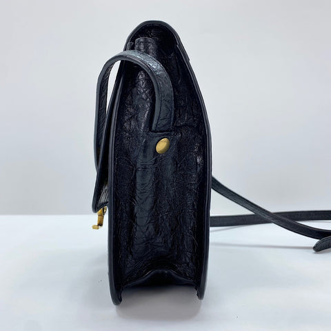 YVES SAINT LAURENT Sunset Cassandra Crocodile Embossed Shoulder Bag leather black WS30943
