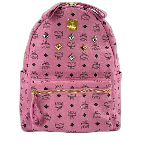 MCM Visetos studs Backpack  Daypack leather pink WS30948