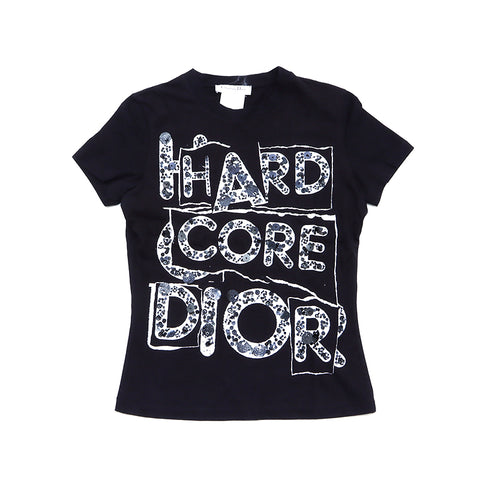 クリスチャンディオール Christian Dior サイズ 38 グラフィック ロゴ ブラック 半袖Ｔシャツ コットン ブラック×ホワイト WS3121