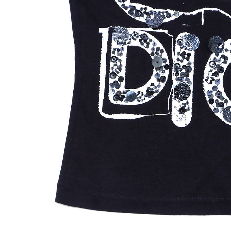 Christian Dior Size 38 Graphic Hardcore Logo Black Short Sleeve T